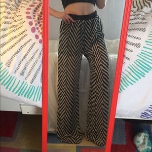 Flowy Wide Leg Palazzo Pants with Chevron Pattern